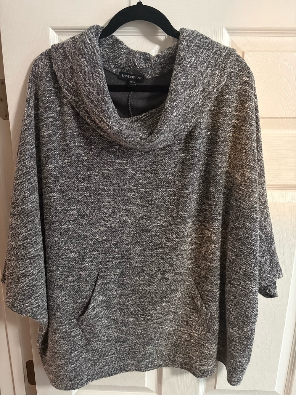 Lane Bryant oversized cowl neck pullover sweater gray soft comfy pocket 18/20